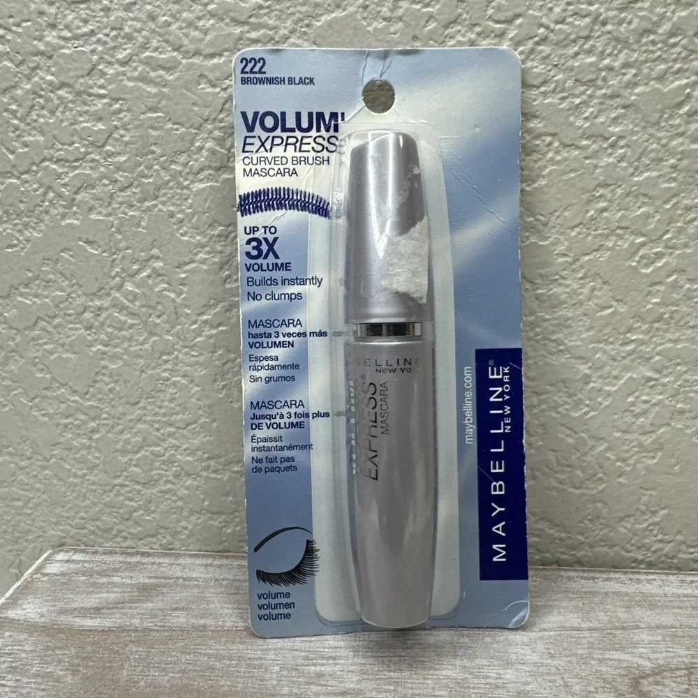 $19 🌙 Maybelline Volum' Express Curved Brush Mascara #222 BROWNISH BLACK‎ NEW